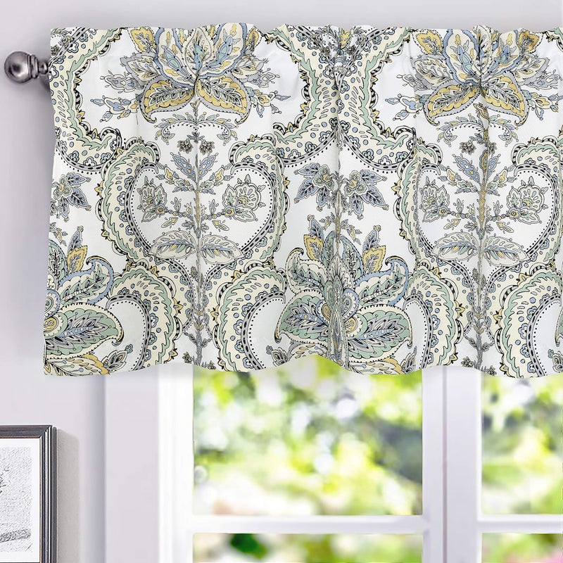 DriftAway Eden Floral Botanical Leaves Lined Thermal Insulated Window Curtain Valance Rod Pocket 52 Inch by 18 Inch Plus 2 Inch Header Multi Color 1 Pack - Image 1